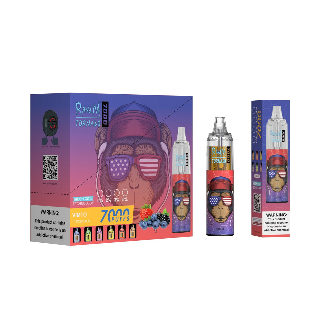 RAndM Tornado 7000 Puffs Disposable Vape (Schachtel mit 10 Stück)
