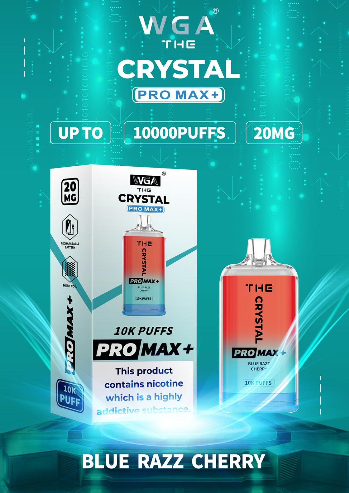 The Crystal Pro Max + 10000 Disposable Vape (Schachtel mit 10 Stück)