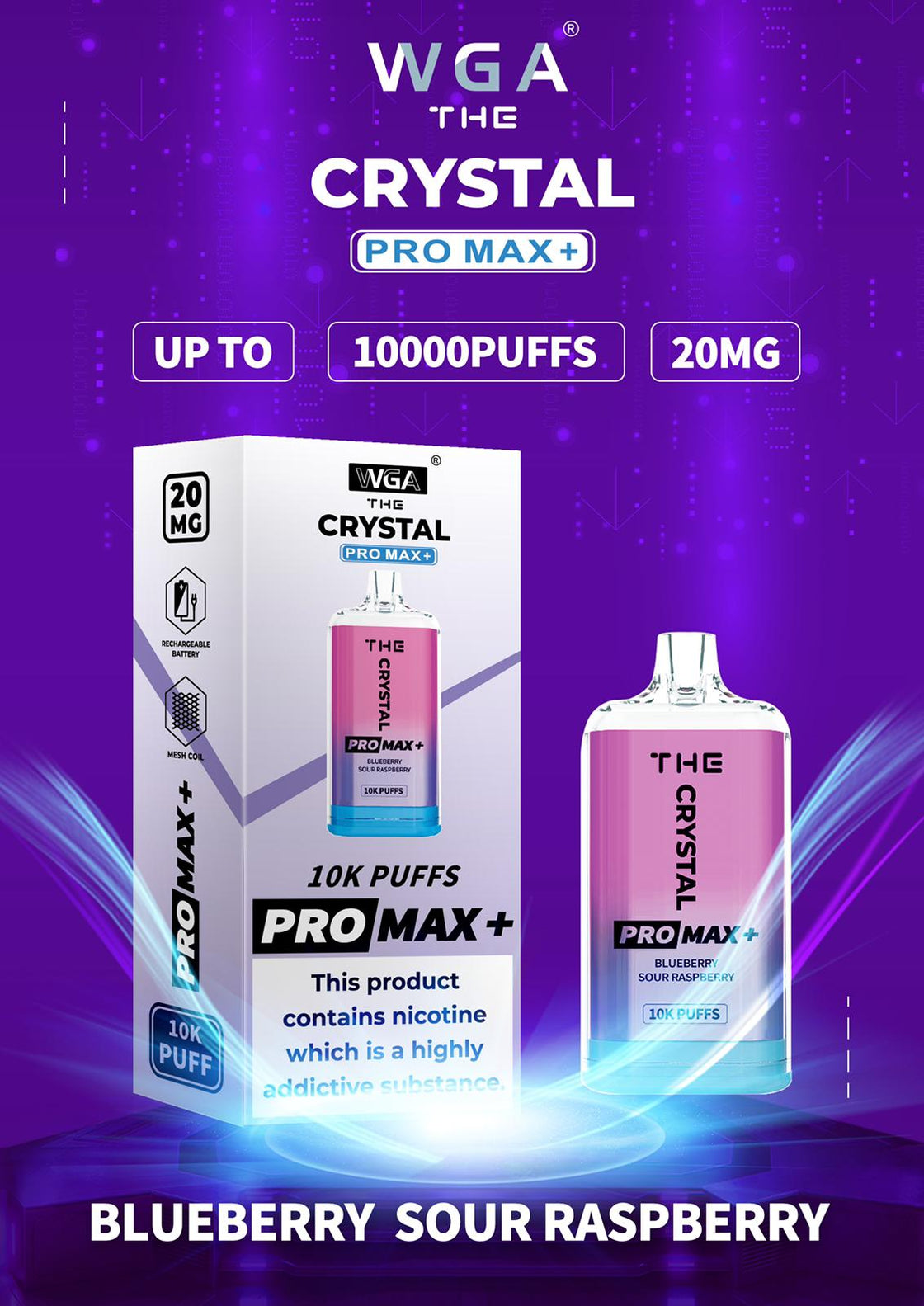 The Crystal Pro Max + 10000 Disposable Vape (Schachtel mit 10 Stück)