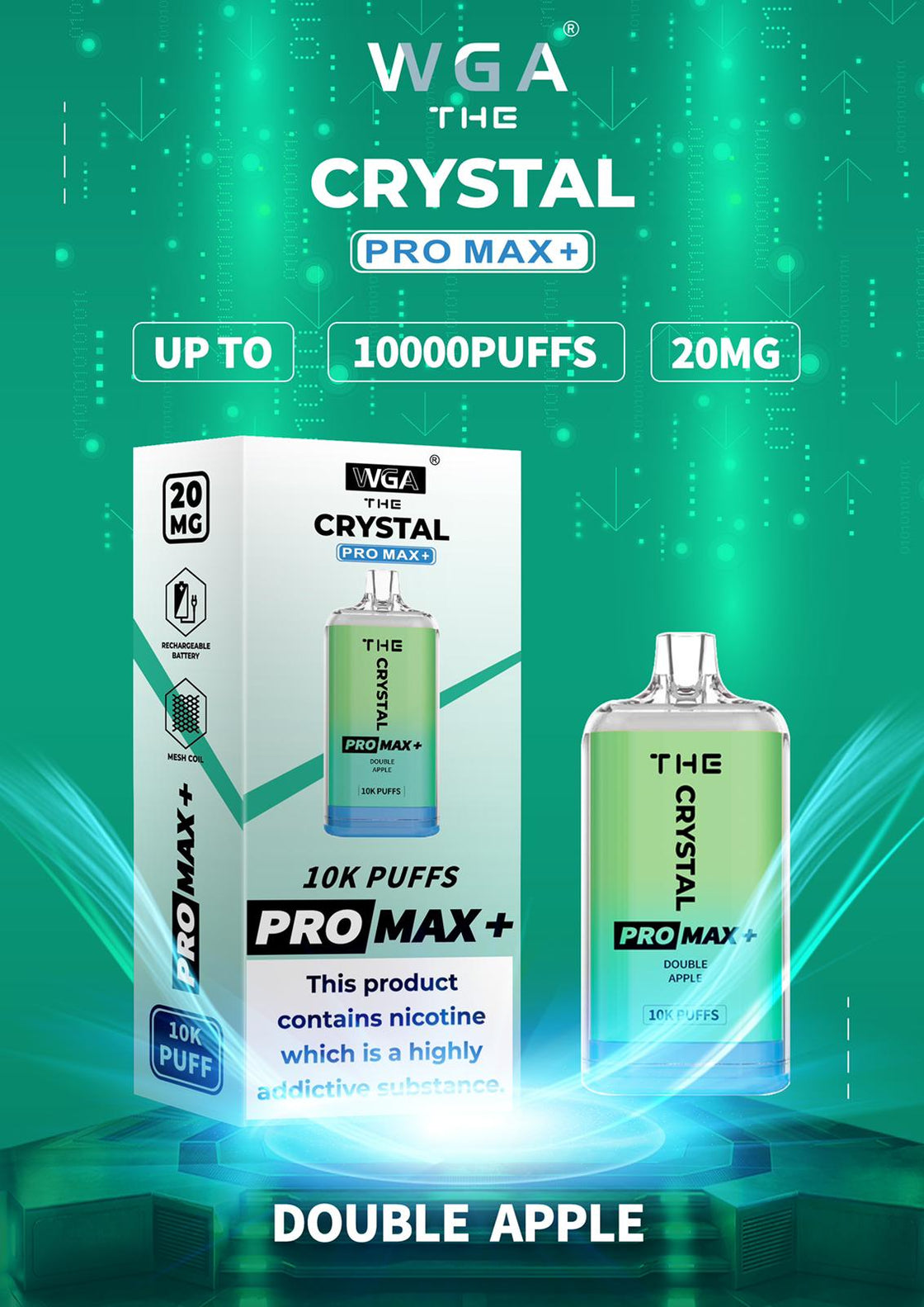 The Crystal Pro Max + 10000 Disposable Vape (Schachtel mit 10 Stück)
