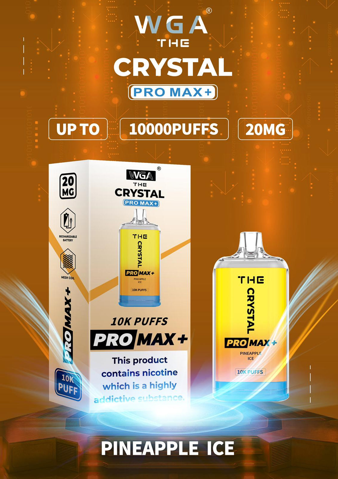 The Crystal Pro Max + 10000 Disposable Vape (Schachtel mit 10 Stück)